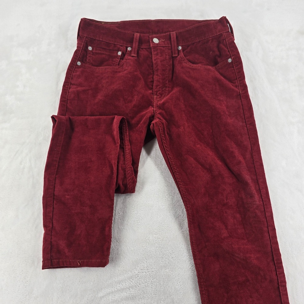 Levi's 512 Mens 31x32 Slim Taper Corduroy Pants Burgundy Red Stretch Cords